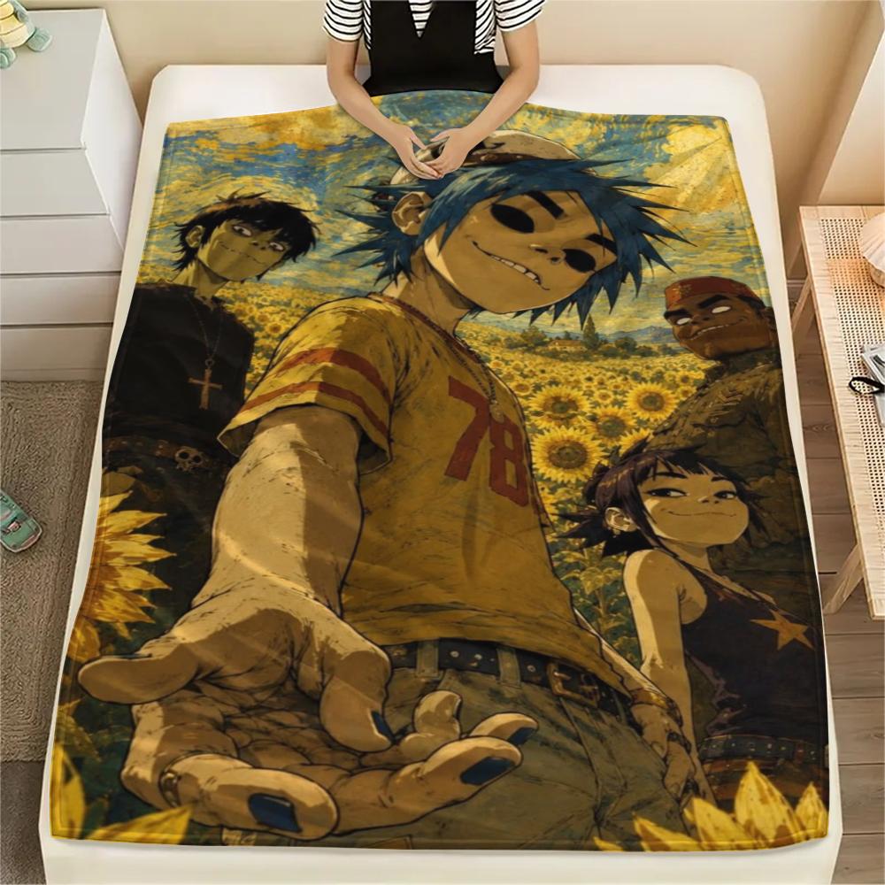 1 Stück Gorillaz Print Flanelldecke, Hohe Qualität, Bequem für alle Jahreszeiten, Heimdekoration, Wärme und Komfort, Perfekt für Weihnachtsgeschenke