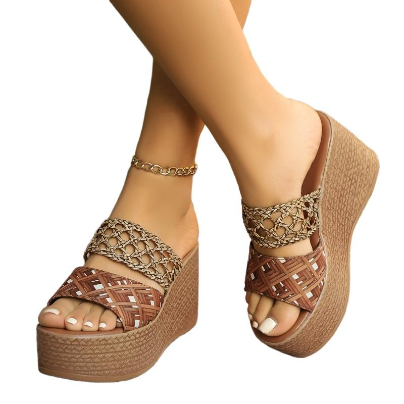 Fashion 2024 women's shoes Peep Toe Women's Slippers Fashion Leopard Print Casual Slippers Women New Plus Size Platform Slippers