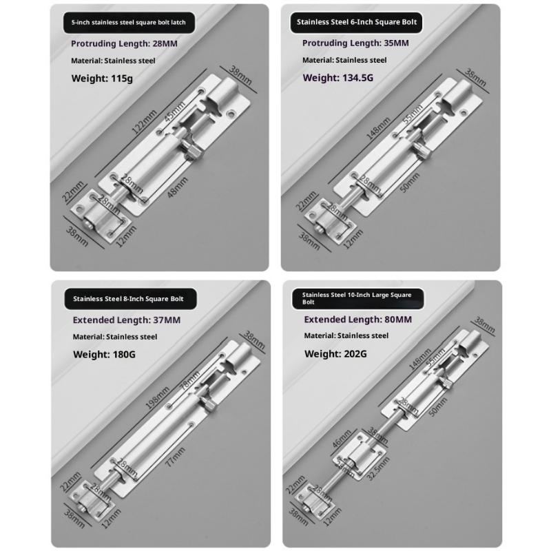 201/304 Edelstahl Tor Sicherheits-Türriegel Riegelverschluss Bolzen 3/4/5/6/8/10/12 Zoll Türriegel Beschläge Für Heimwerker