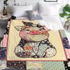 Whimsical Floral Patchwork Pig Flannel printed blanket suitable for all seasons suitable for living room office sofa and travel