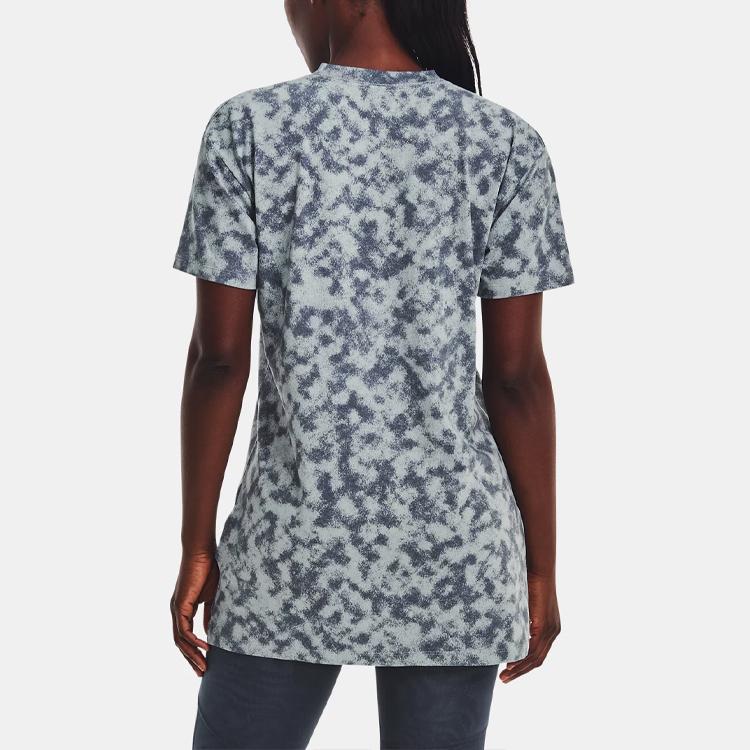 Under Armour Tie-Dye Print Crew Neck Short Sleeve T-Shirt Women Tops Harbor-Blue 1376745-465