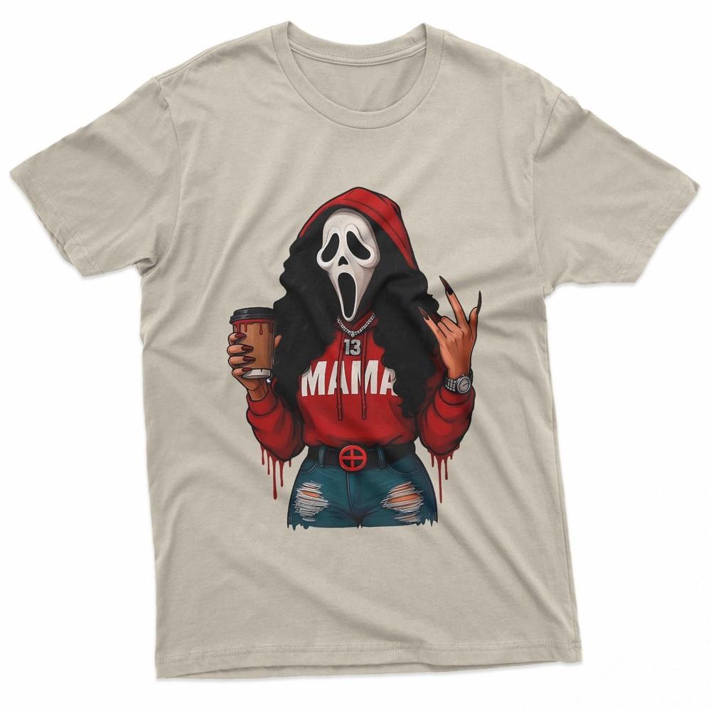 

Horror Punk Spooky Mama Ghost Funny Coffee Lover Halloween TShirt Unisex T-Shirt L