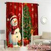 Curtains Christmas Tree Snowman Deer Holiday Chic Durable Polyester Decorations Outdoor Suitable Curtain Set Of 2 Made Washable