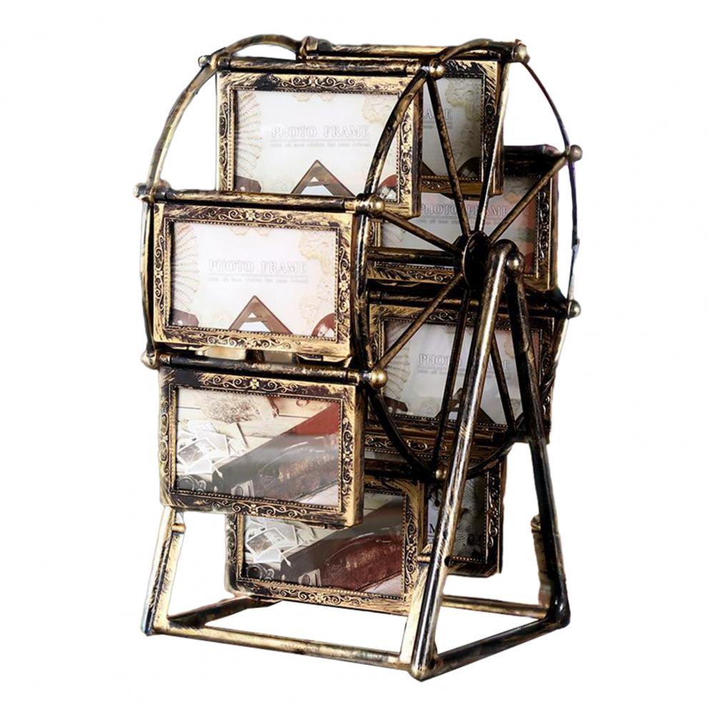 16 Photos Rotating Ferris Wheel Picture Frame Vintage Windmill Picture Display Frame For Family Wedding Travel Home Table Decor