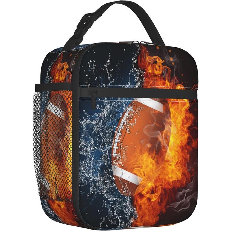 Basketball Cartoon Pattern Student Meal Bag Outdoor Camping Crisper Fruit Storage Bag Portable Meal Bag