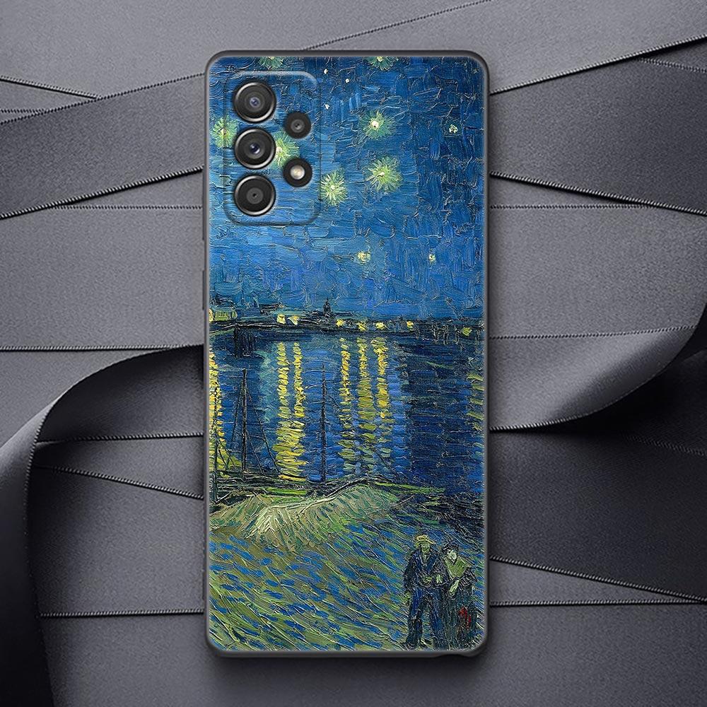 Oil Painting Phone Case For Samsung Galaxy A32 A33 A31 A23 A22 A21S A13 A12 A11 A03 A02 5G Cases Cover Cat Van Gogh Starry Night