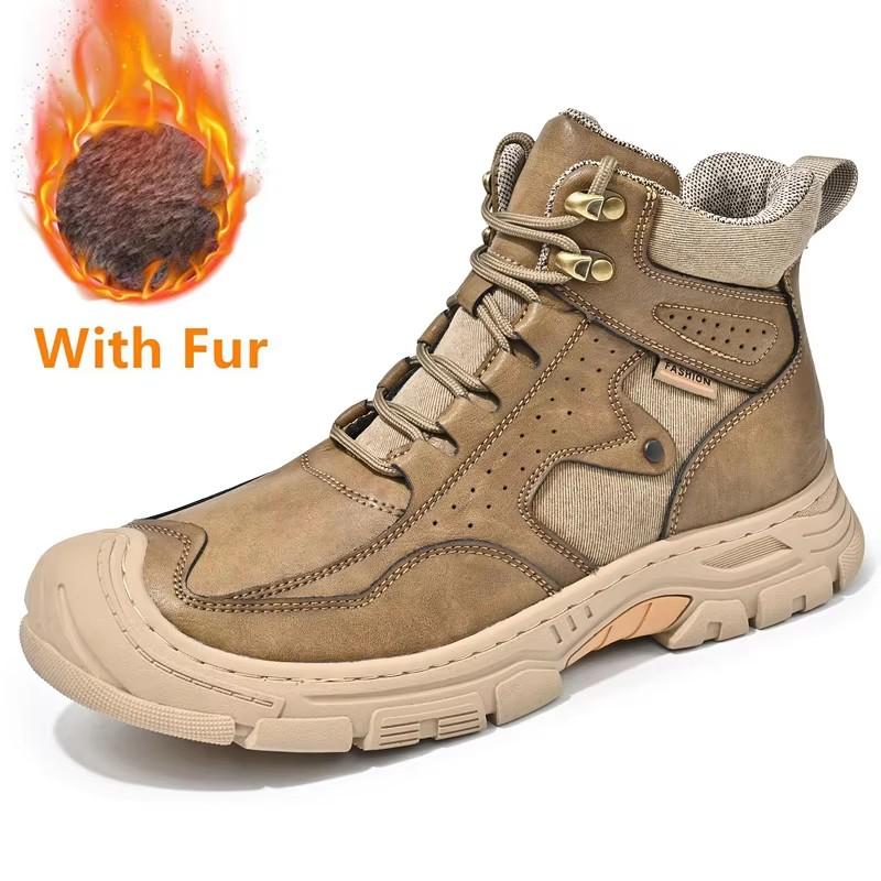 Fashion Comfort Man Wear Resistant Short Botas Lace-Up Walking Shoes Classic Platform Motocross Basic Boots for Men Winter High Top Shoe