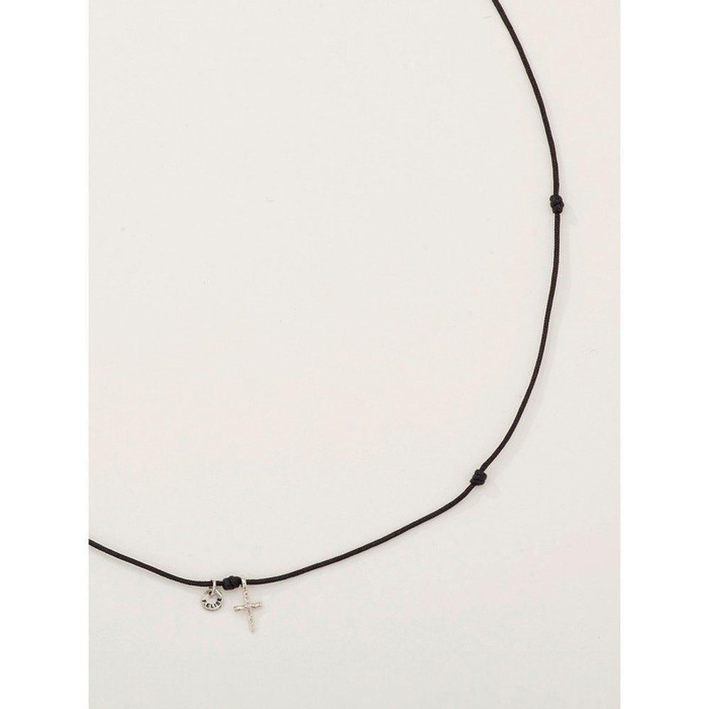 The Cross Black Silk Necklace
