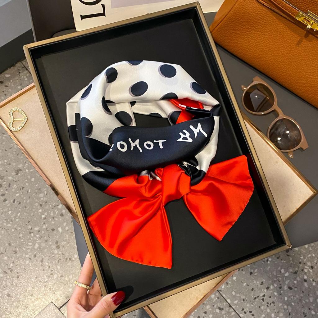 Luxury Women Elegant Boho-Chic Print Scarf Headband Neckerchief Foulard Female Hair Scarfs Neck Tie Skinny Scarves Soft Satin