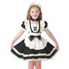 Girls Lolita Dress Set With Apron Bow Headpiece Short Sleeve Princess Costume Role Play Performance