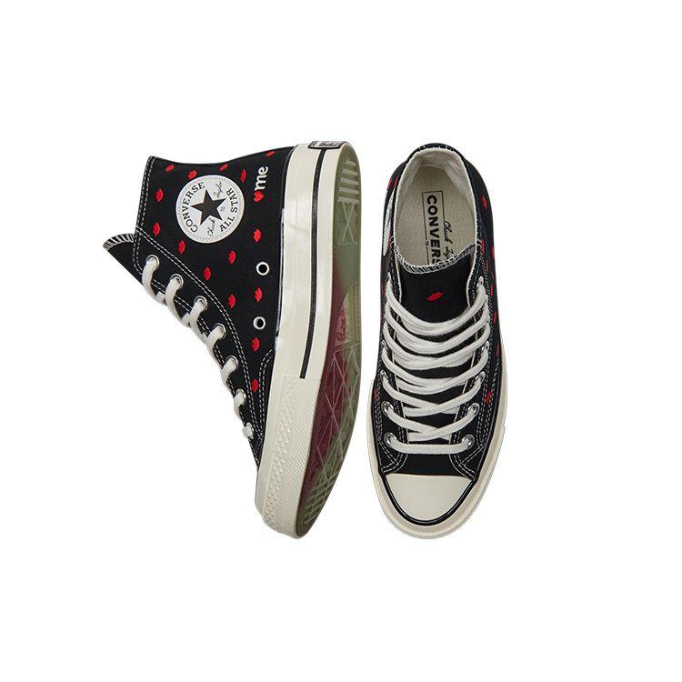 Converse Chuck 70 Embroidered Lips High Love Me - Black Unisex Sneakers University-Red Egret A01600C