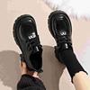 Platform thick heel loafers women's 2025 new autumn versatile British style small leather shoes muffin black jk single shoes