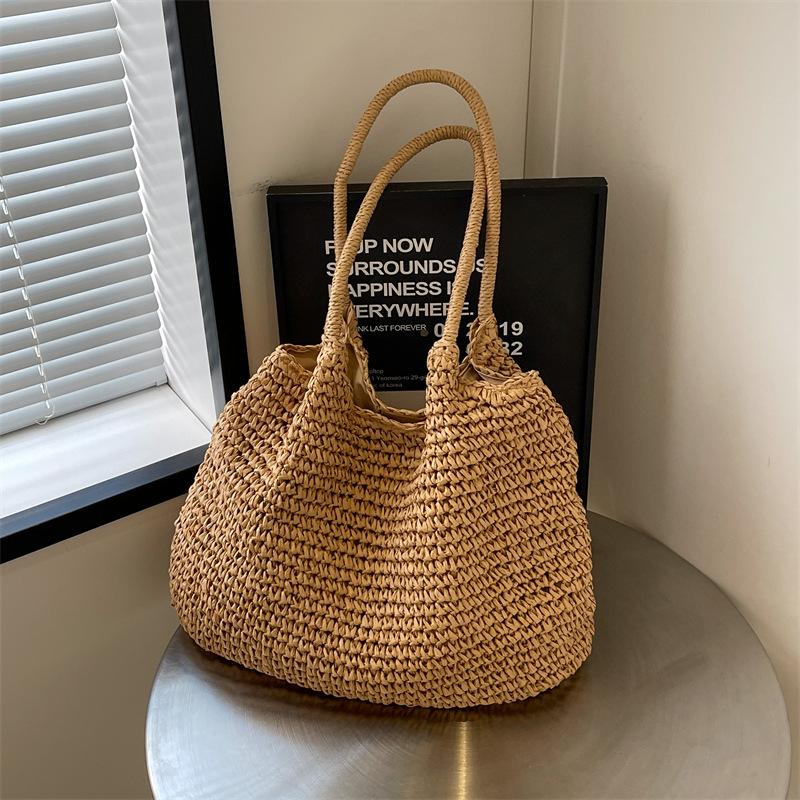 

Handwoven bag women s new shoulder bag large capacity tote bag beach vacation straw bag хакі