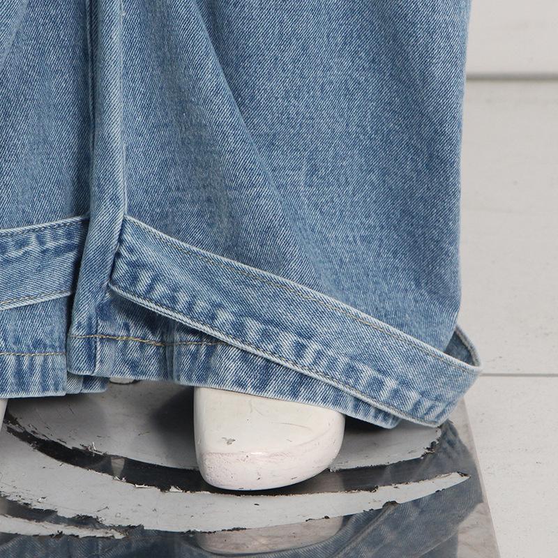 Blau gewaschene Cargohose mit mehreren Taschen, Y2k-Retro-High-Street-Mode, hohe Taille, Jeans, Paar, Harajuku, einfache lässige Hose mit weitem Bein