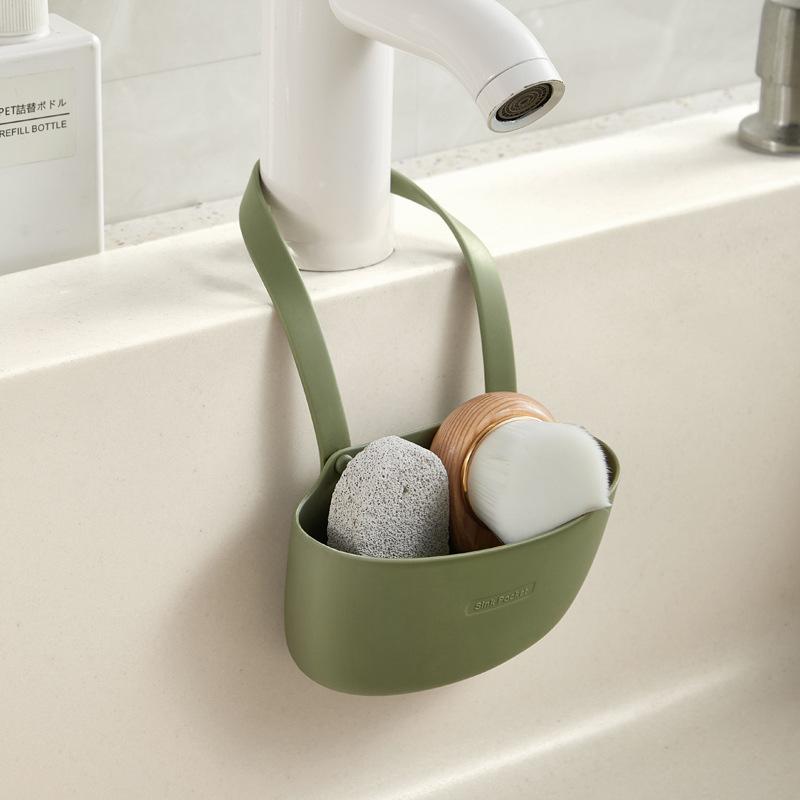 Kitchen Two-sided Sink Drain Basket Faucet Hanging Type Storage Basket Cleaning Tool Sponge Drainage Rack Kitchen Accessories