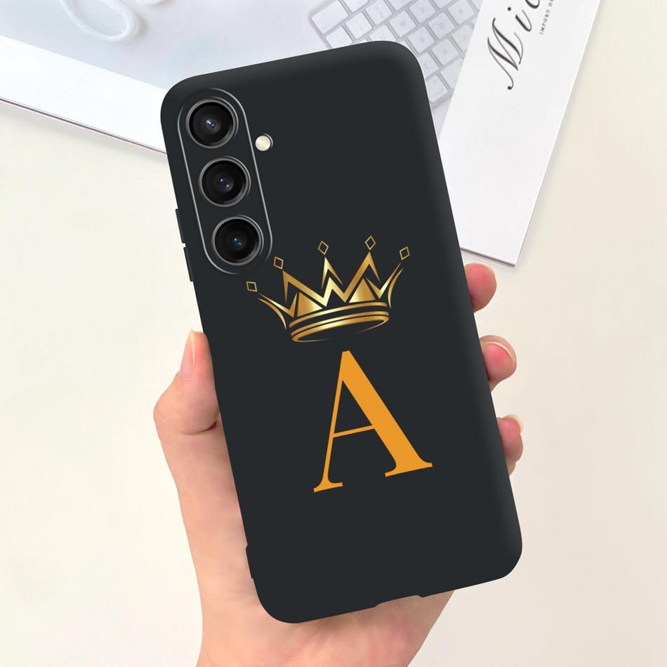 For Samsung Galaxy A15 Fashion Crown Sakura Initial Letter Case For Samsung A15 SM-A155F A 15 4G Soft Silicon Phone Bakck Cover