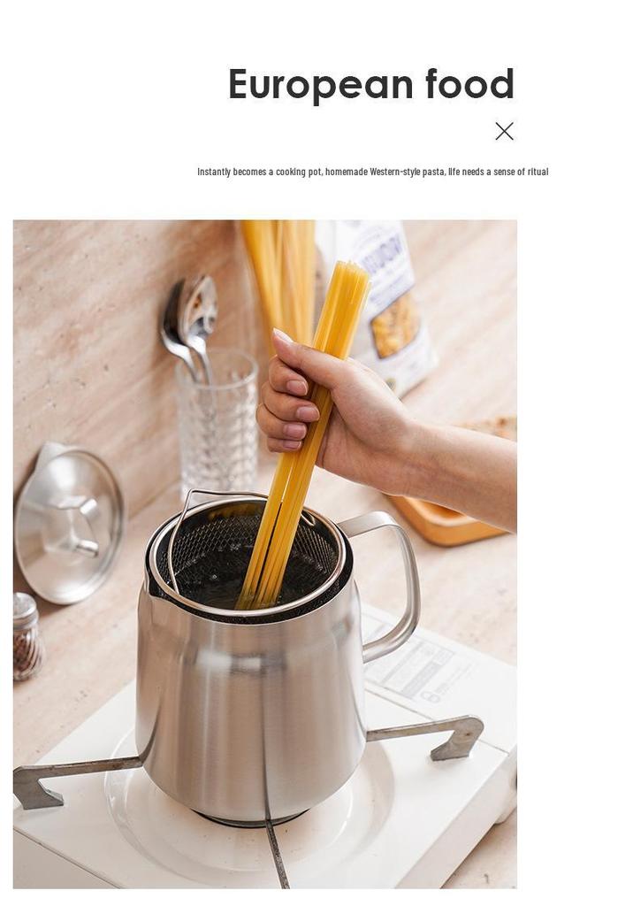 Stainless Steel 304 Dual-Purpose Oil Filter Pot with Frying Basket and Lid