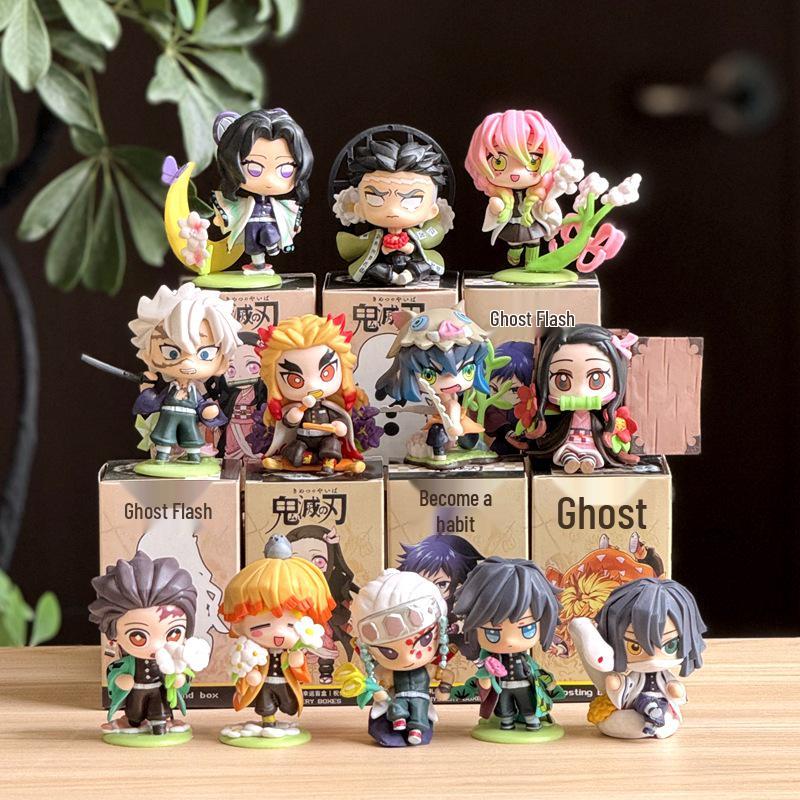 Demon Slayer Birth Flower Series: Tanjiro, Nezuko & Zenitsu Figures - Collectible Ornament Gift