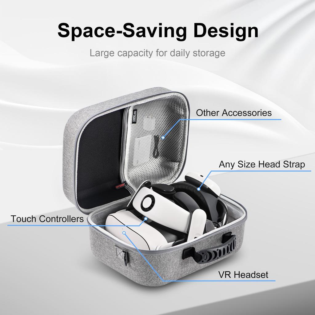 Große Tragetasche für Meta Quest 3/Quest 3S/ BOBOVR S3 Pro/Kiwi Design Akku-Kopfband und andere Zubehörteile Aufbewahrungskoffer