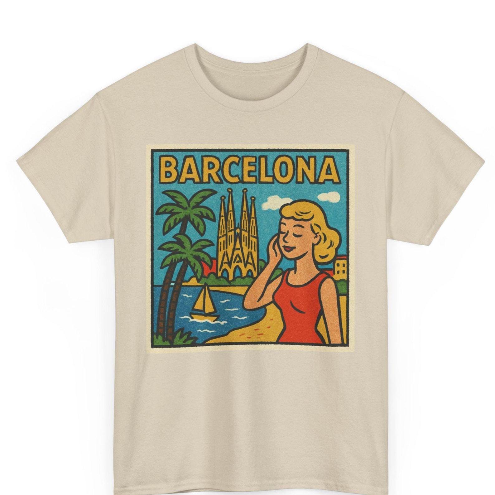 Barcelona Retro Comic T-Shirt: Gaudi Inspired Spain Graphic Tee L