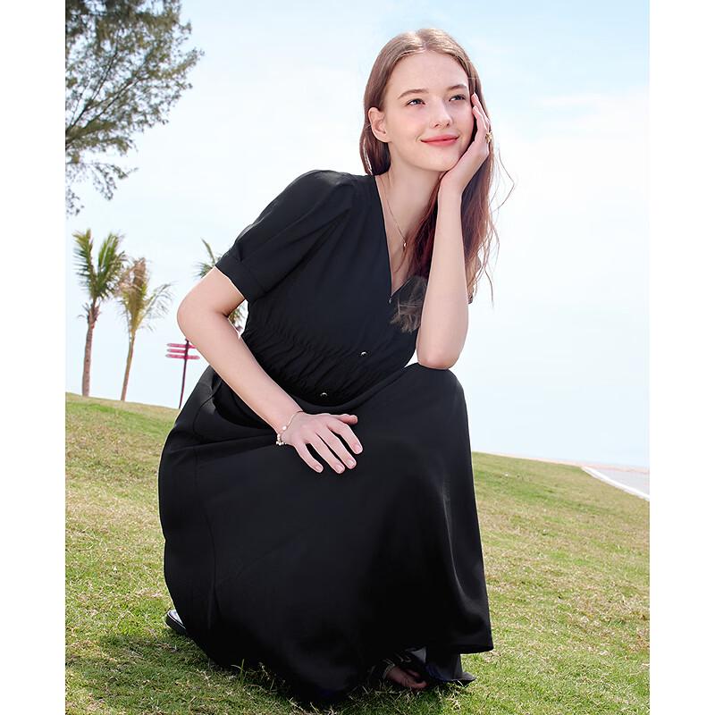 Betu Women's V-Neck Puff Sleeve Midi Dress