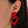 Stylish Heart Acrylic Earrings Pink Ear Drops Lady Party Hollow Heart Statement Earring Valentines Day Gift Lightweight