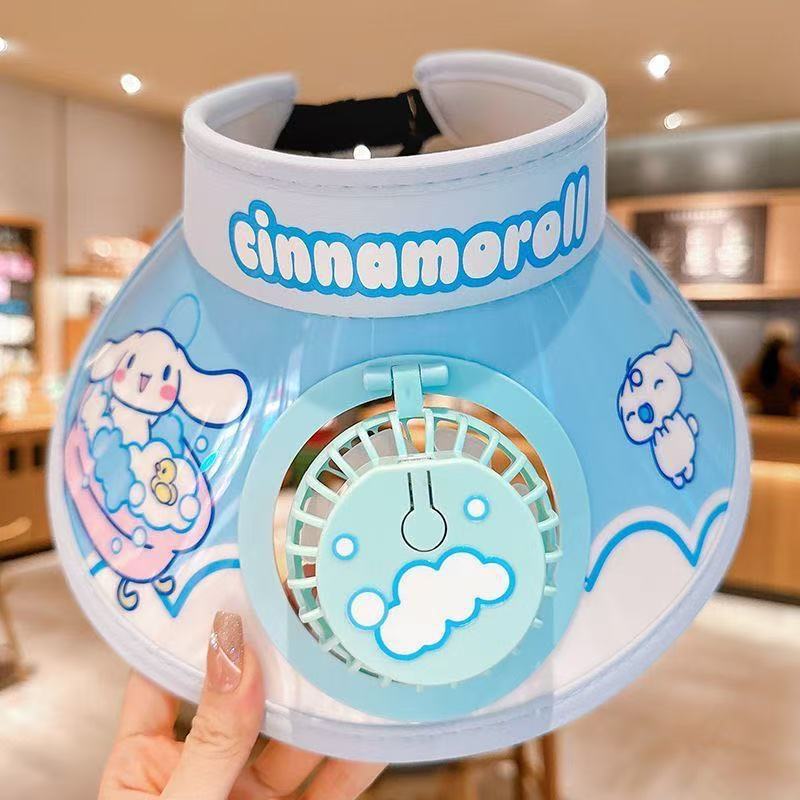 Cappello ventilato estivo per bambini USB Ricaricabile simpatico cartone animato cappello da sole a tesa aperta per ragazzi e ragazze con protezione UV