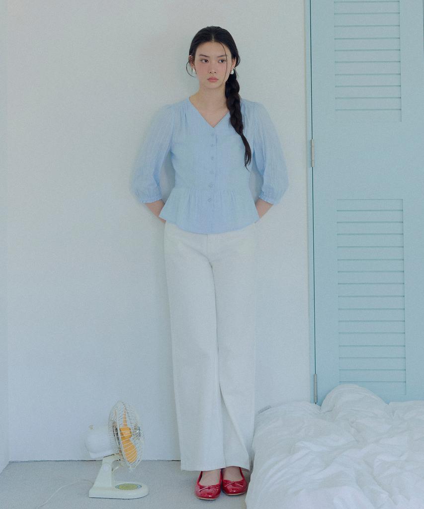 ROEM White Wide Denim Pants Rmtjg26Rt1