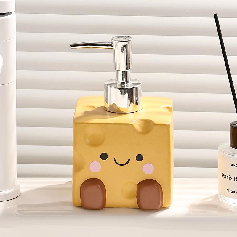Cheesecake Ceramic Hand Sanitizer Bottle Creative Cute Bathroom Soap Dispenser Home Ceramic Shampoo Body Wash Storage Bottle New