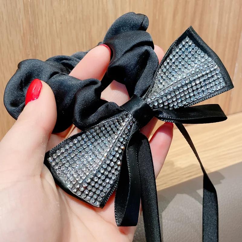 New Korean Fashion Bow Ribbon Hair Loop for Women Exquisite Temperament Rubber Band Headband Girls Hair Accessories