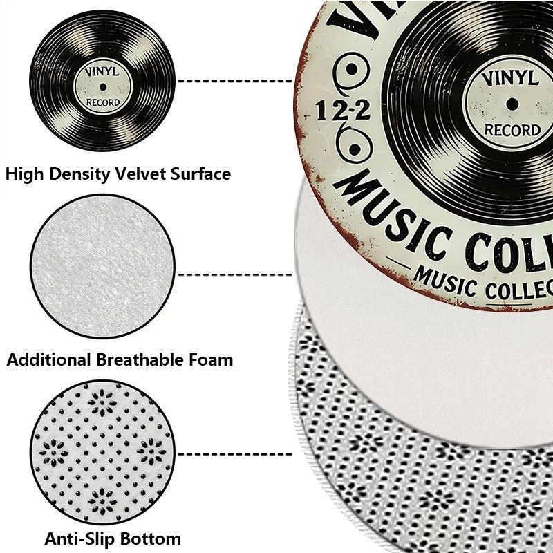 Vintage Schallplatten Flanell-bedruckte runde Fußmatten sind rutschfest Geeignet Wohnzimmer Schlafzimmer Terrasse Garten Teppiche