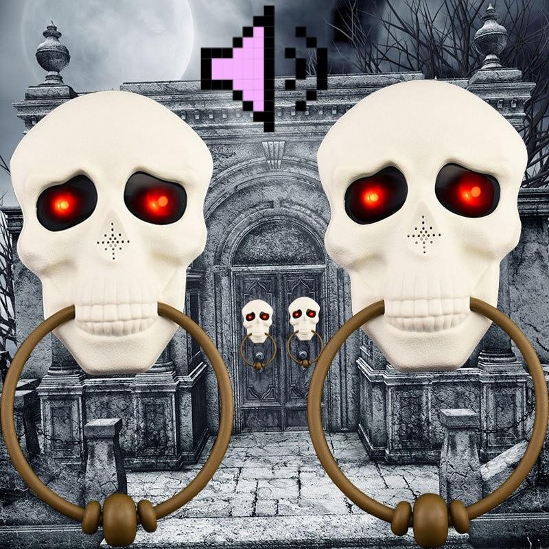 Spooky Halloween Doorbell Decorative Skull Design Light Up And Sound Effect Prop