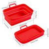 Silicone Baking Pan Foldable Fryer Pot Heighten Edge Dual Handle Design Reusable Fryer Liner Basket
