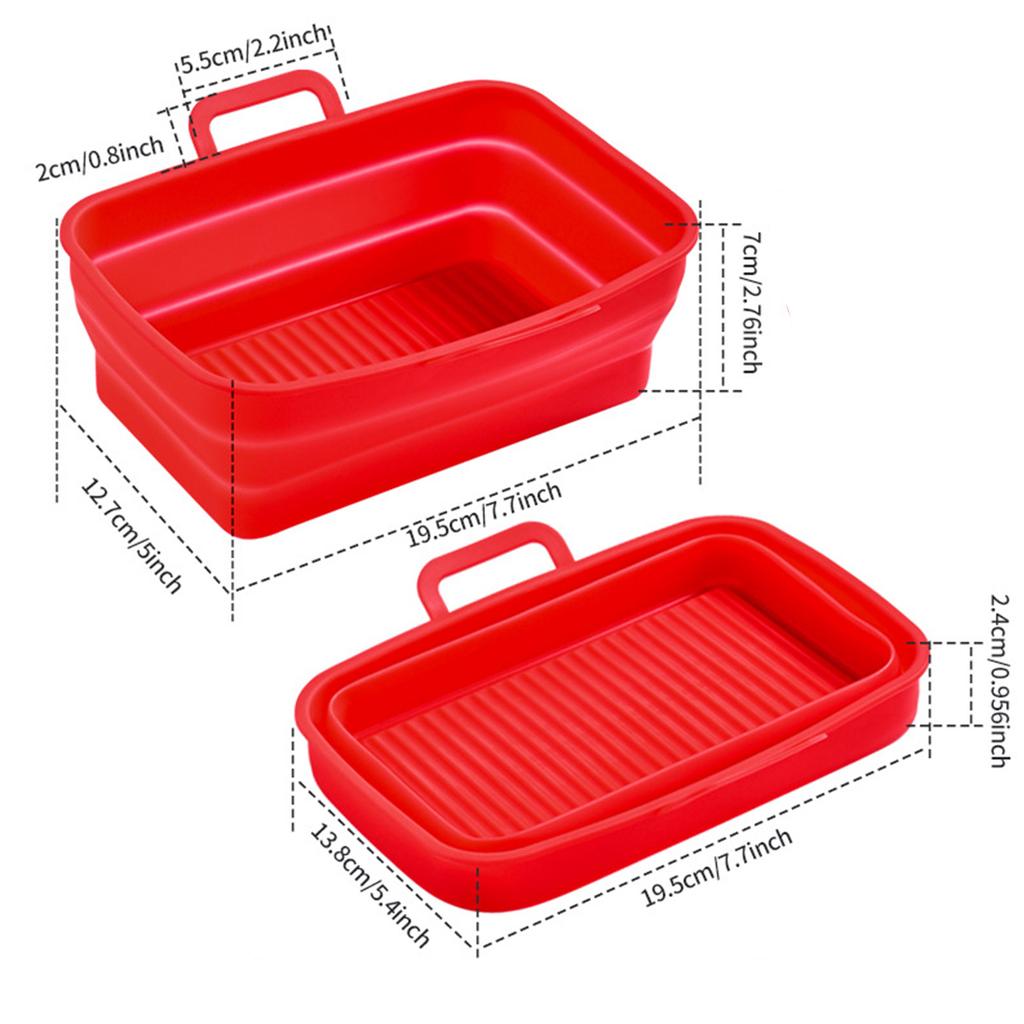 Silicone Baking Pan Foldable Fryer Pot Heighten Edge Dual Handle Design Reusable Fryer Liner Basket