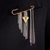 Minimalist Cross Jewelry Paperclip Chain Brooch—Unisex Punk Hip Hop Heart Pin with Tassel for Suits