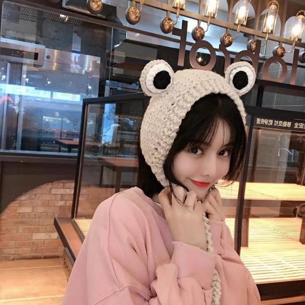 Warm Knitted  Frog Hat Knitted Warm Hat Cap Gift Idea Women  Beanie Hat  Costume Accessory