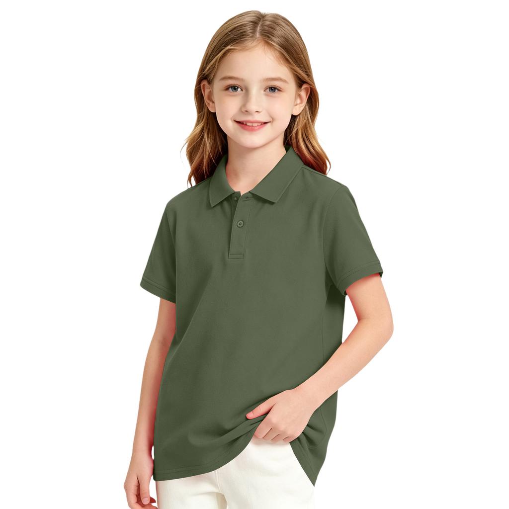 Girls' Short Sleeve School Uniform T-Shirt Casual Dress Top for Everyday Wear
