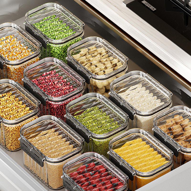 Airtight Food Storage Container With Lid Sealed Pet Stackable Air Tight Pantry Storage Canister For Kitchen Pantry Organizer