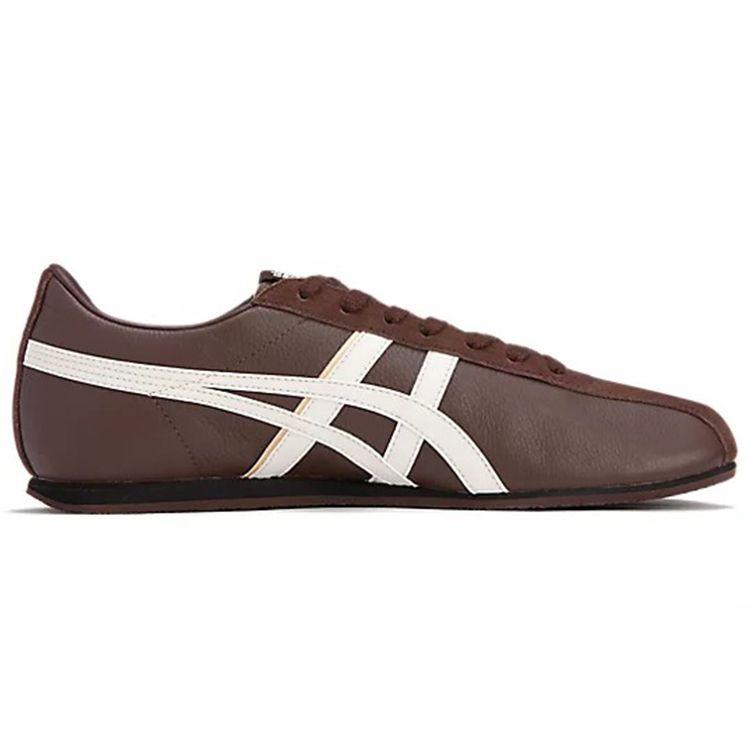 ONITSUKA TIGER Men's FB Trainer Dark Brown White Leather Lace-Up Sneakers 1183B768-201