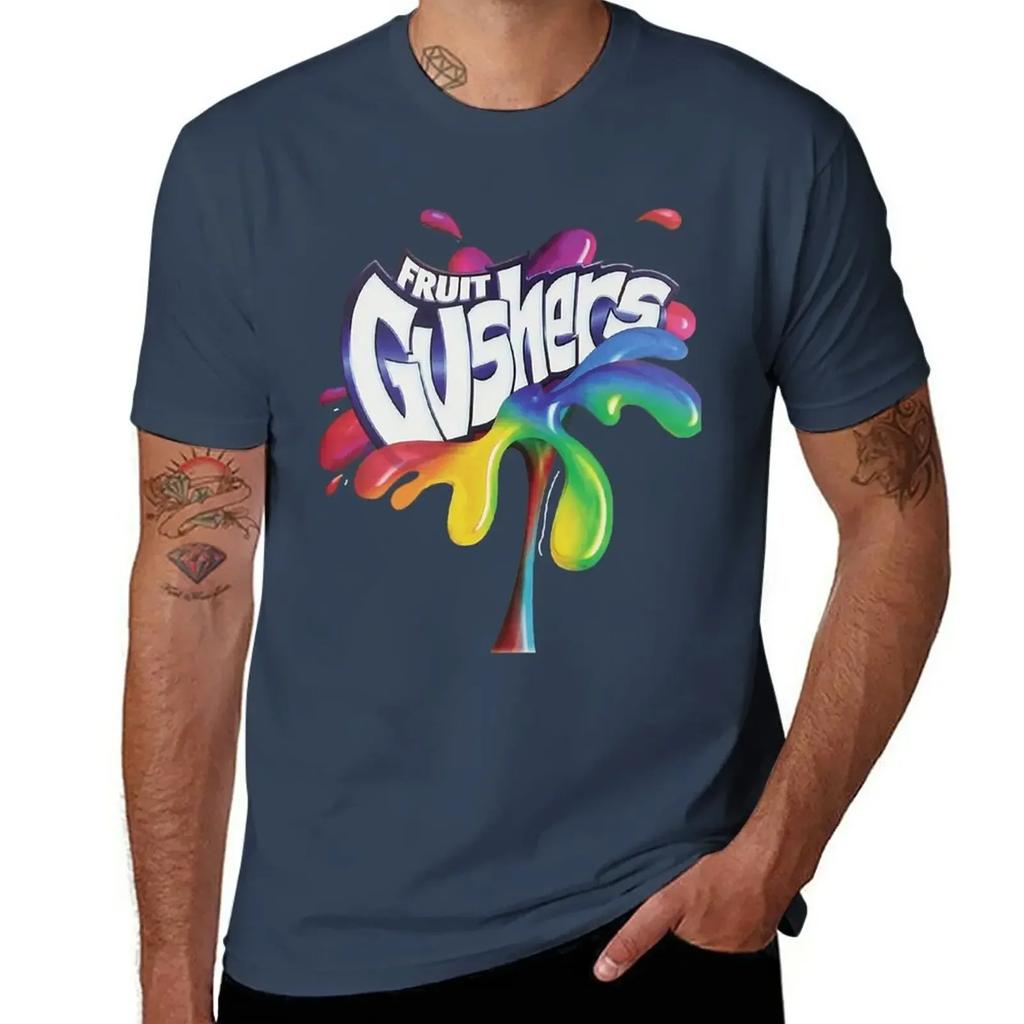 Fruits Gushers Tee 90s Logo T-Shirt Heavyweights Aesthetic Clothes Men Clothes