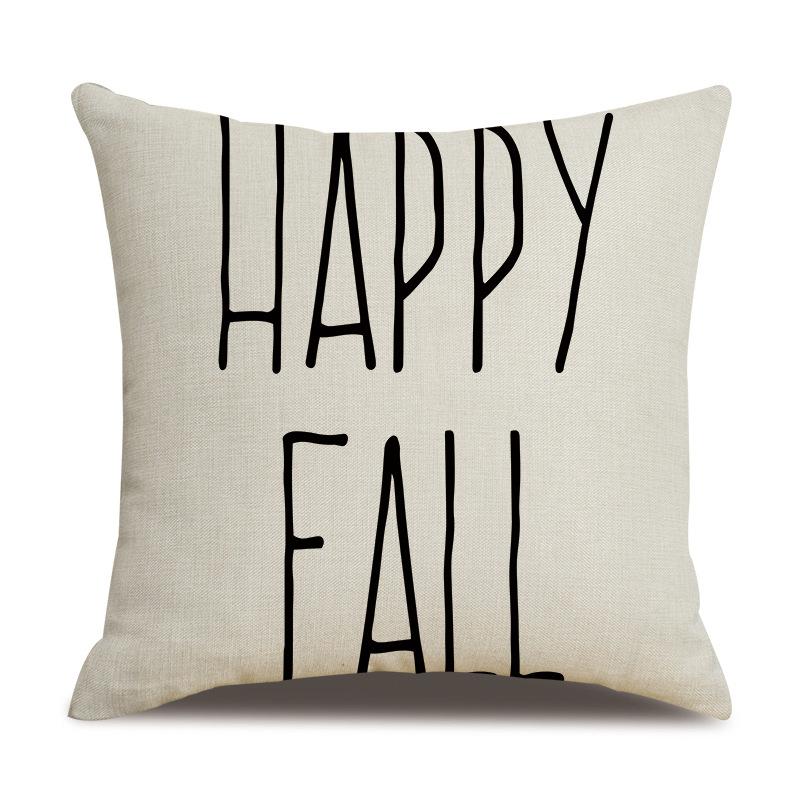 Thanksgiving Linen Pillowcase Autumn Pumpkin Print Pillow Cushion Cover