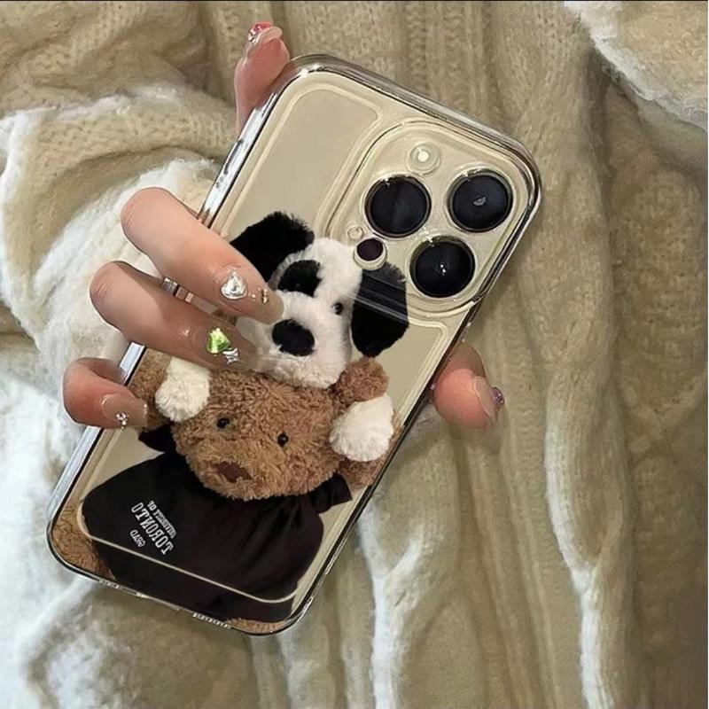 Cute Teddy Bear Doll Phone Case For iPhone 11 12 13 14 15 16 Pro Max 7 8 Mini Plus SE X XS XR Clear Funda