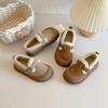 Korean Style Plush Warm Fur Shoes for Girls Soft Sole Small Leather Shoes for Boys Lightweight Moccasins