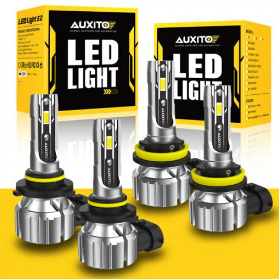 4X AUXITO 9005+H11 LED Headlight High Low Beam Bulbs Super White Bright Lamp EOA