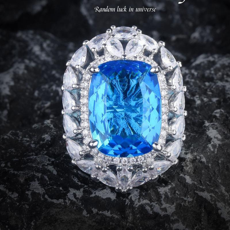 

BELLA BOX Ожерелье с подвеской Dreamwalking Wonderland Rich Sea Blue Treasure с изящными серьгами в виде бабочек, красочные кольца-сокровища большого карата No.2 синий