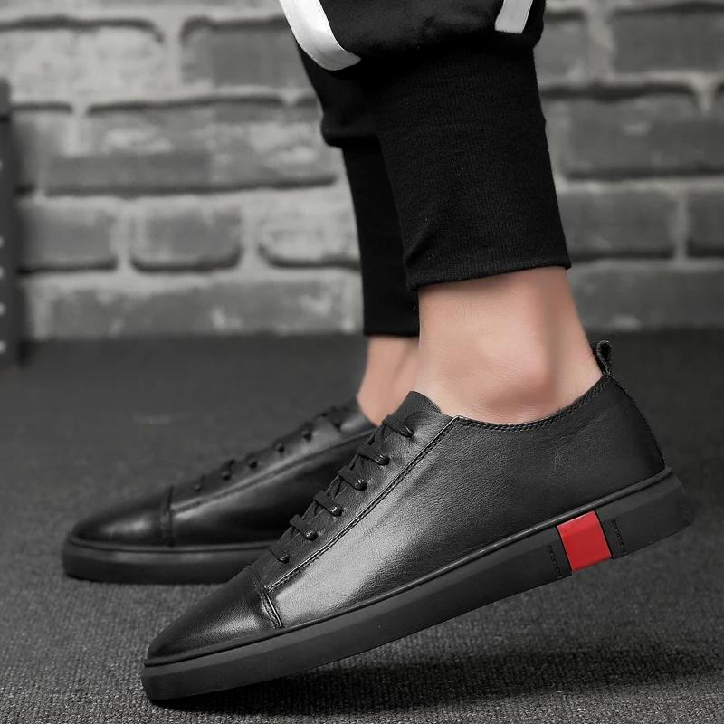 Italian Genuine Leather Mens Shoes Luxury Brand Designer Casual Shoes Classic Lace Up Sneakers for Men Walking Comfy Sport Shoes