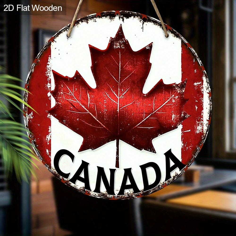JIT 1pc 2D Flat Retro Style Wooden Decorative Signs & Plaque, Canada Day Sign, Canada Maple Leaf Design, Suitable for Family Front Door Living Room