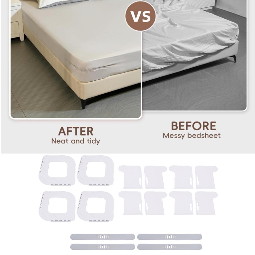 Lock Sheet Holders Heavy Duty Bed Sheet Holder Corner Fitted Sheet Straps with Lock Strips Fot Single Double Queen King Sized Beds