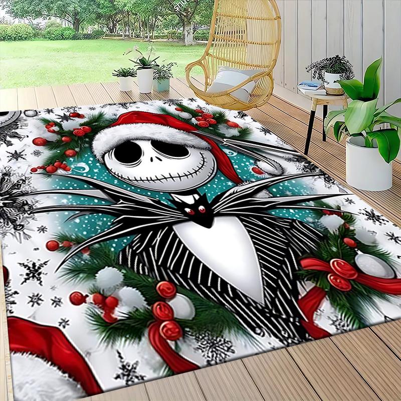 1Pc Christmas Jack Skellington Carpet Rug Soft Washable Antislip Home Living Room Sofa Mats Personalized Christmas Rug