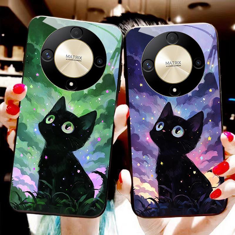 Cute Little Cat For Honor Magic 6 50 70 90 Lite X7b 200 Pro Nova 10 Nova 5T X6 P30 Pura 70 Ultra Tempered Glass Phone Case